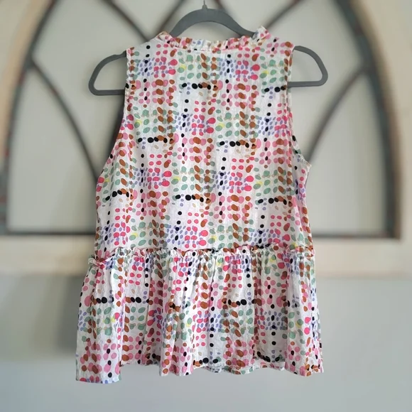 THML, Samantha Multi Color Dot Print Peplum Top, size Small - Picture 8 of 9
